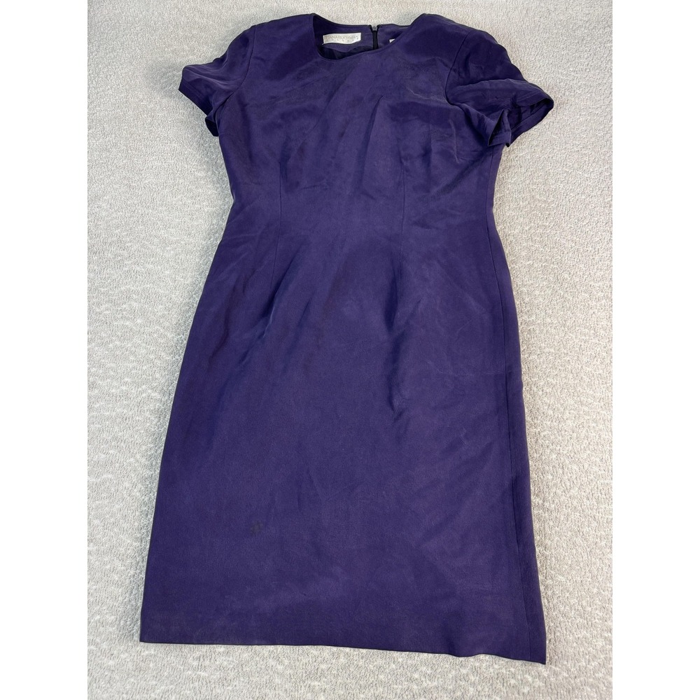 Dana Buchman Dress Womens 12 Purple Short Sleeve Sheath Knee Length Work Career